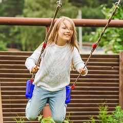 Plastic Swing Seat with Adjustable Rope, 220 lb Capacity Blue