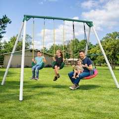 700lbs Large Metal Swing Set with 3 Swings Heavy Duty Frame Outdoor Kids Playset
