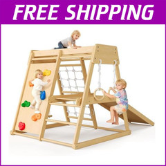 6-in-1 Kids Wooden Climber Playset Jungle Gym Toys for Toddlers & Playground