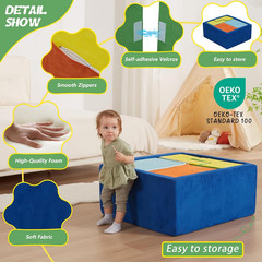 6-Piece Foam Climbing Blocks with Ball Pit for Toddlers 1-3,Soft Play Set for In