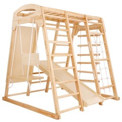 Uimoso Indoor Jungle Gym 7-in-1 Toddler Indoor Playground Wooden Climbing Toys L