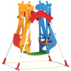 Qaba Kids Indoor Swing with Double Seats and Safety Belts, Mixed-Color
