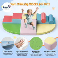 Foam Climbing Blocks for Toddlers 1-3, 8Pcs Soft Play Set with Crawling Explorat