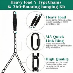 Heavy Duty Porch Swing Hanging Kit with Springs, 1500 Lbs Capacity, up to 7.1…