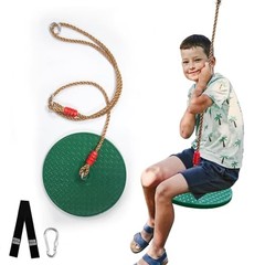 Rotating Disc Swing for Kids – 360° Swivel Seat, No Assembly, Dark Green