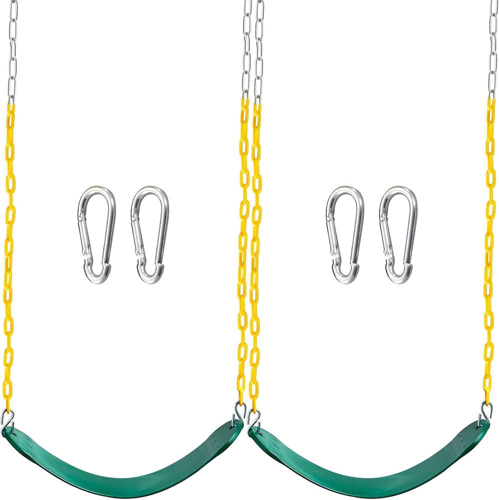 2 Pack Green Swing Seats Heavy Duty with 66″ Chain, Swing Set Accessories Replac