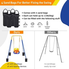 FUNLIO 3-in-1 Toddler Swing Set with 4 Sandbags, Indoor/Outdoor Baby Swing wi…