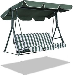 3 Person Outdoor Patio Swing Chair Replacement Canopy + Removable Seat Cover,…