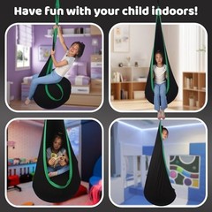 HiCamer Sensory Swing for Kids Indoor and Outdoor Pod Hammock Chair Seat Black