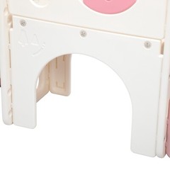 6 in 1 Toddler Slide Playset Climber Playground for Kids w/ Basketball Hoop Pink