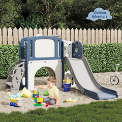 Kids Playground Backyard Set,8-In-1 Toddler Slide Playset with Climber, Basketba