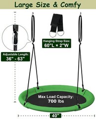 40 Inch Saucer Tree Swing Set for Kids & Adults, Adjustable Swing Sets for Ba…
