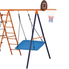 6-in-1 Kids Swing Set Backyard Playground Set Metal Swings Set for Kids Outdoor