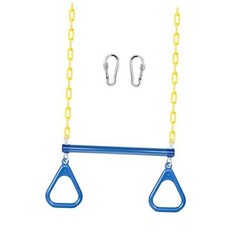Trapeze Bar Swing Set Gym Rings 47″ Heavy Duty Chain Swing Set 17″ Blue