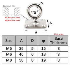 M8 Swivel Ceiling Mount Hook Heavy Duty 304 Stainless Steel for Yoga Swing Bo…