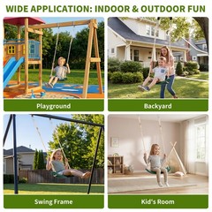 Kids Swing Seat Heavy Duty Waterproof Tree Playground Outdoor Green 75