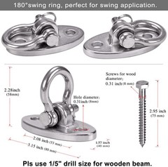 Set of 2 Permanent Antirust Stainless Steel 304 Heavy Duty Swing Hangers, 200…