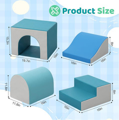 Foam Climbing Blocks for Toddlers: with a Tunnel – 4 PCS Foam Blocks – Kids Indo