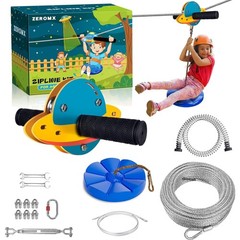 Zip Line Kit for Kids and Adults Outdoor, UFO Trolley 75/100/120/150ft Ziplin…