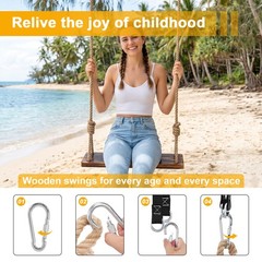 23 X 6 X 1.2 inch Wooden Swing Seat Nostalgic Outdoor Wood Swing for Adult Kids