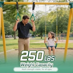Toddler Swing & Gym Rings – Swing Set Accessories with Snap Hooks, 2 Green2