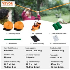 60ft Slackline Kit with Training Line – Easy Setup Tight Rope for Kids & Adults,
