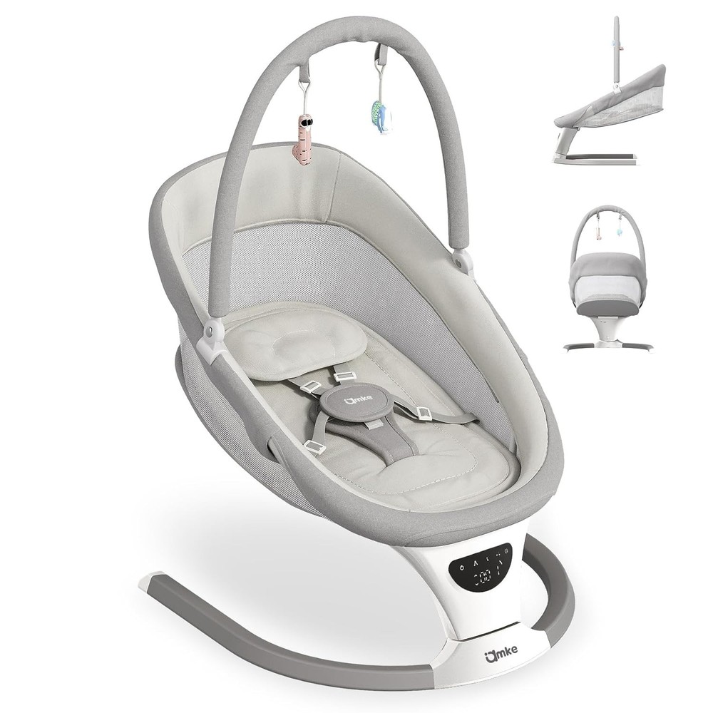 AMKE Baby Swing for Infants with Spacious & Breathable Mesh Seat 5-Point Harness