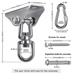 Swing Hangers Stainless Steel Swing Hooks Swivel Swing Mount Hardware w/Carab…