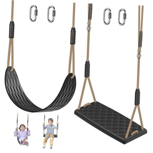 Heavy Duty Swing Seats for Kids & Adults, Non‑Slip Black Swing Seat, 2 Pack