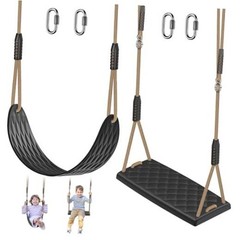 Heavy Duty Swing Seats for Kids & Adults, Non‑Slip Black Swing Seat, 2 Pack