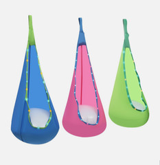 LED Kids Swing Seat with Inflatable Pillow & Adjustable Straps – Pink