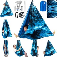 HiCamer Double Layer Sensory Swing for Kids & Adults Holds up to Ice Teal