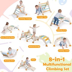 8-in-1 Climbing Toys for Toddlers with Triangle Ladder, Convertible Ramp, Indoor