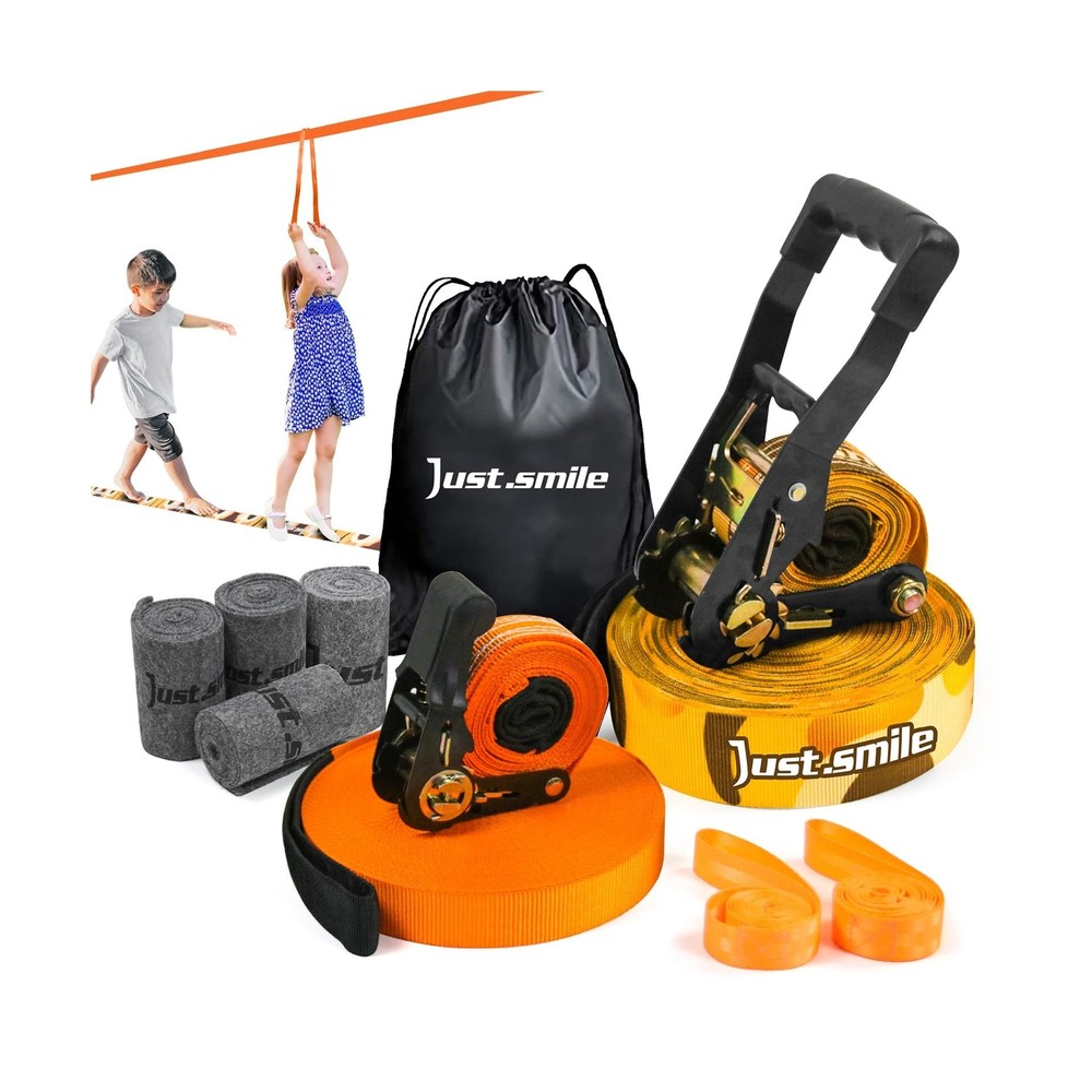 Slackline Kit Slakcline Longer 65ft with Tree Protectors Arm Trainer and Carr…
