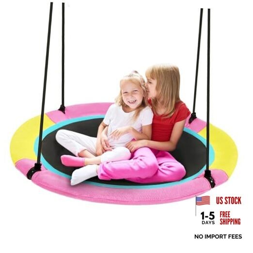 40 Inch Saucer Tree Swing for Kids Outdoor, Textilene Fabric 40inch | Pink