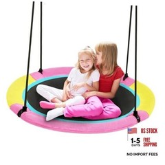 40 Inch Saucer Tree Swing for Kids Outdoor, Textilene Fabric 40inch | Pink