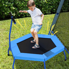 5-in-1 Kids Swing Set with Trampoline, Saucer Swing & Basketball Hoop