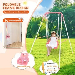 3-in-1 Toddler Swing Set, Indoor & Outdoor Baby Swing Heavy Duty Swing Set Pink