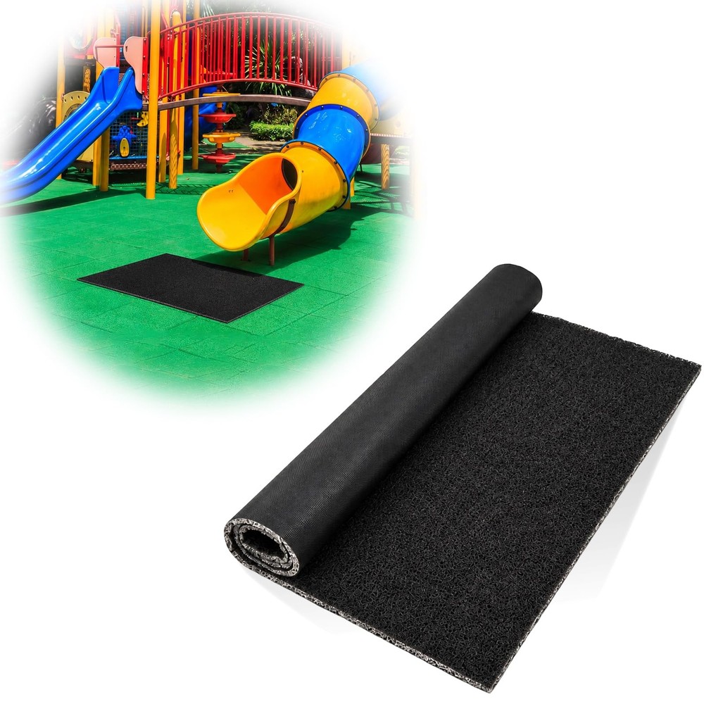Large Outdoor Playground Slide Mat Shock Absorbing Landing Pad 39×24 Inch Bla…