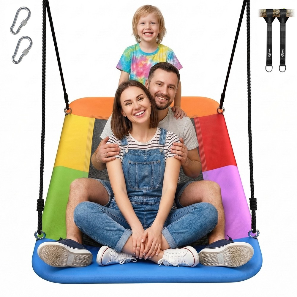 60″ Platform Saucer Tree Swing for Kids Adults 700lbs Outdoor Swing Hanging Kits