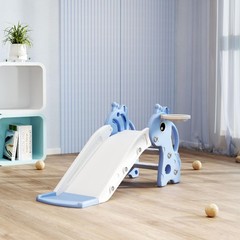 Qaba Toddler Slide with Climber, Basketball 41.7″ L x 20.3″ W x 20.5″ H, Blue