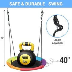 Saucer Tree Swing for Kids Adults Outdoor 40 Inch 900lb Weight Multicolor