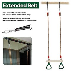 Trapeze Swing Bar with Rings, Wooden Trapeze Swing Bar with Plastic Gym Green