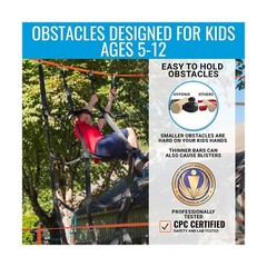 Ninja Warrior Obstacle Course for Kids – 2 x 50 ft – Up to 880 Lbs – 10 Weath…