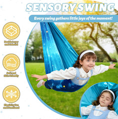 Swing Stand Frame with Sensory Swing Pod Chair, X-Shaped Swing Set, Metal Hammoc