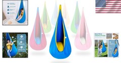 Kids Pod Swing Seat, Blue & Yellow Hammock Chair
