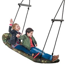 Saucer Tree Swing Surf Kids Outdoor Adjustable Oval Platform Swing Set w/ Handle