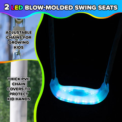 Sportspower 500LBS Metal Swing Set with LED Seats, Slide & Glider for Kids
