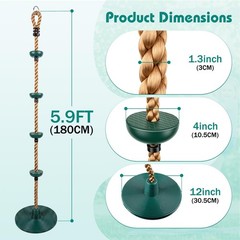 Tree Swing 330LB, Rope & Platform Set with Carabiner, Green