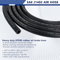 15 FT Semi Truck Air Line Kit 15 FT Air Line with Glad Hands Kit and Spring Kit